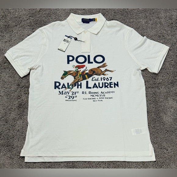 POLO RALPH LAUREN Equestrian Riding Academy Graphic White Mens Size Large - Picture 1 of 4